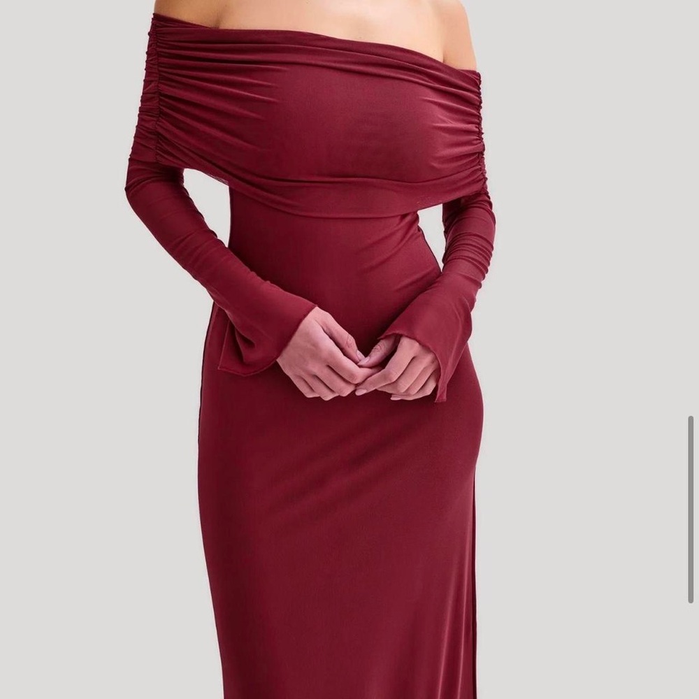 Meshki Josie Off Shoulder Mesh Maxi Dress